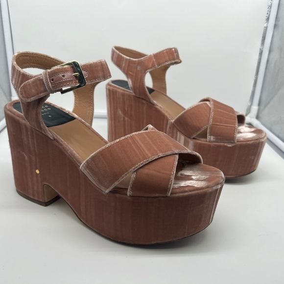LAURENCE DACADE Helissa Pink Velvet Leather Platform Sandals Heels sz 41 - Picture 6 of 16